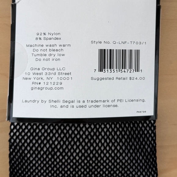 Laundry -  by Shelli Segal  - Black - Open Work - Fishnet Tights Size: Large NWT - Picture 3 of 3